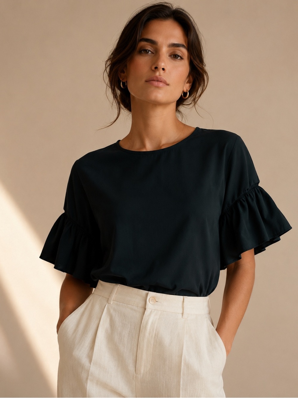 Mossimo Supply Co. Black Flutter Sleeve Blouse Size XL